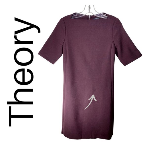 THEORY HARKIN FADED SHORT SLEEVE WOOL MINI SHEATH DRESS, SIZE 4 - Picture 6 of 10